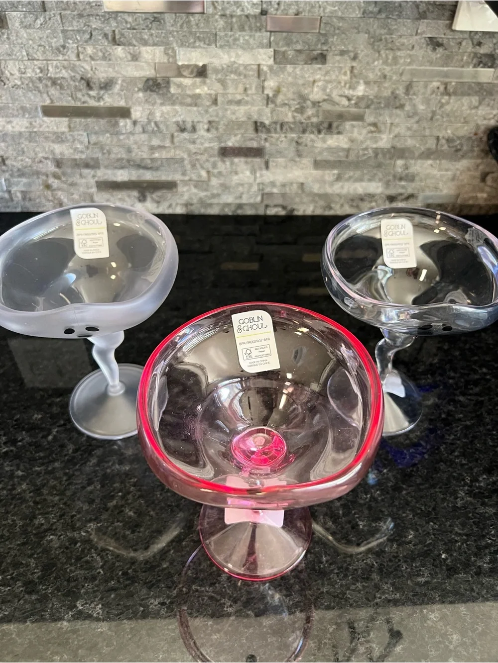 Goblin & Ghoul GHOST Shaped Acrylic MARTINI GLASSES-Set of 3